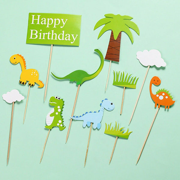 11X Dinosaur Cake Topper Dinosaurs Cupcake Birthday Party Cake Decor Kids Fun