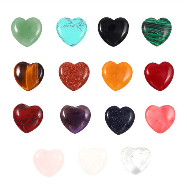 10x Natural Quartz Heart Shaped Crystal Carved Love Stone Healing Gemstone 20mm