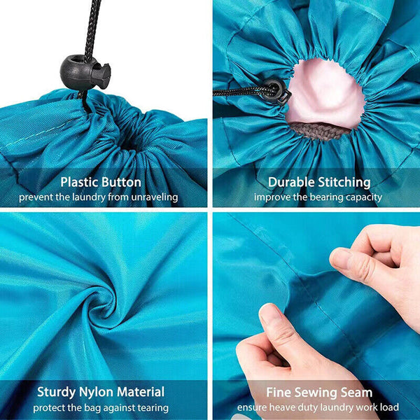 Blue Laundry Bag Travel For Dirty Clothes Camping Drawstring Closure Washing Machines - Lets Party