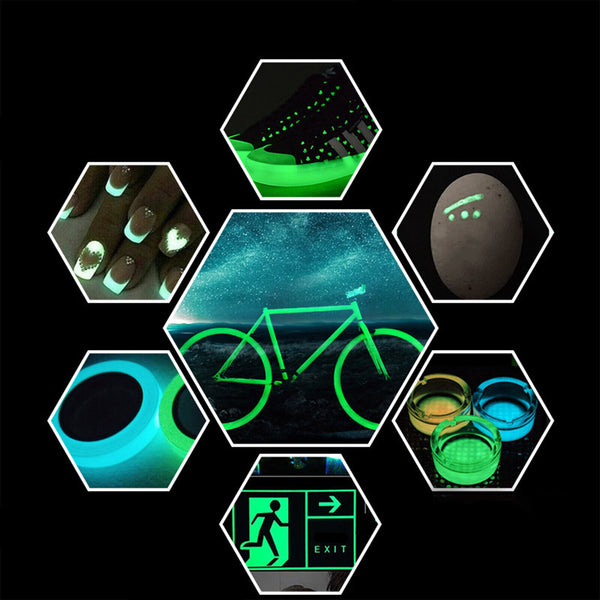 8 Colours Luminous Glow in the Dark Powder Glitter Fluorescent Nail Pigment AU