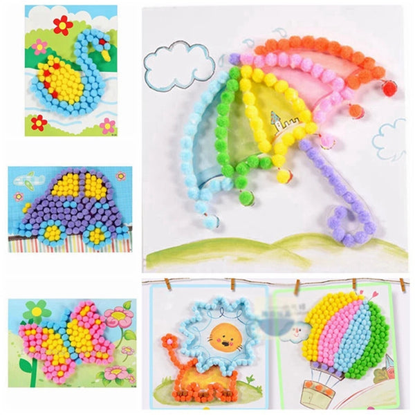 DIY Mixed Colour Mini Soft Fluffy Pom Poms Pompoms Ball 8-30mm for Kids Tool 1.5 - Lets Party