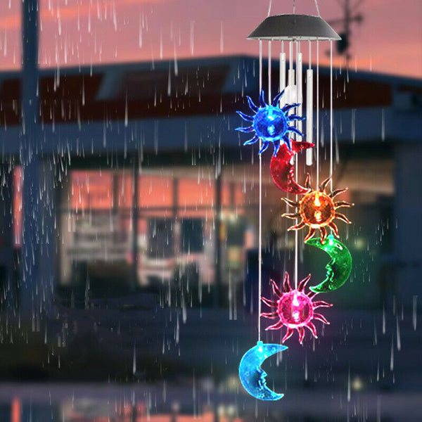 Solar Powered LED Light Hanging Wind Chimes Colour Changing Garden Outdoor Decor