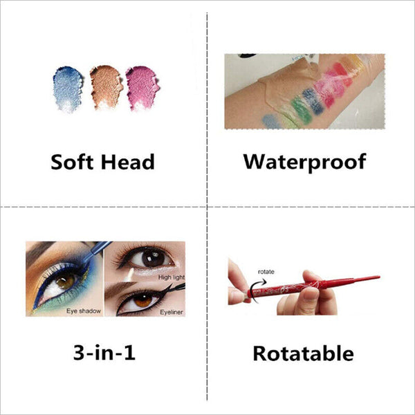 2Sets 24PCS Eyeliner Pencil 12 Color Cosmetic Makeup Pen Set Eye Shadow Glitter