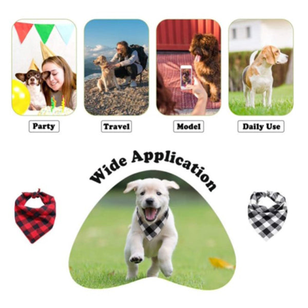 Dog Bandana Scarf Collar Triangular Bandage Plaid Washable Bib Puppy Neckerchief