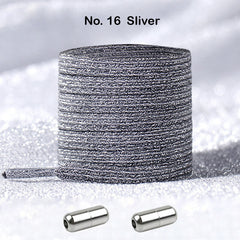 No Tie Silver Locked Elastic Shoelace Shoe Lace Lazy Laces Sneakers Sports Kids Adults