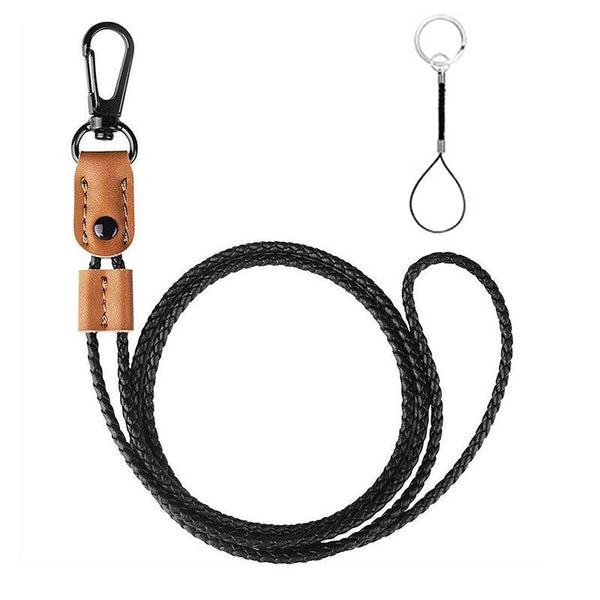 Leather Weave Neck Lanyard Strap String Phone Keys ID Card Badge Name Tag Holder