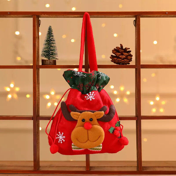 Christmas Candy Treat Bags Gift Wrapping Bag Xmas Party Drawstring Decor Bags AU