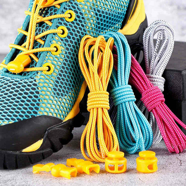 2-Pairs No Tie Shoelaces Elastic Lock Shoe Laces For Adults Kids Sports Sneaker