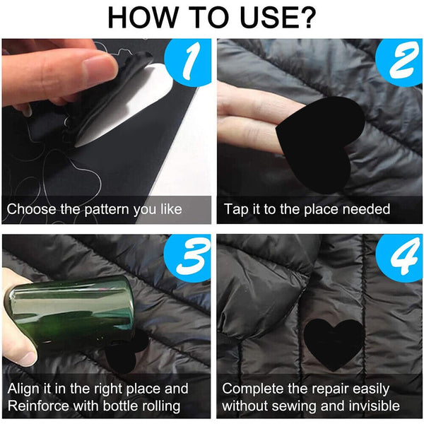 9x Down Jacket Repair Patches Nylon Stickers Waterproof Adhesive Hole Repairing