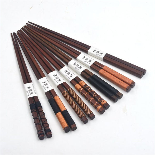 6Pairs Handmade Wooden Chopsticks Classic Japanese Natural Chestnut Wood Gift AU