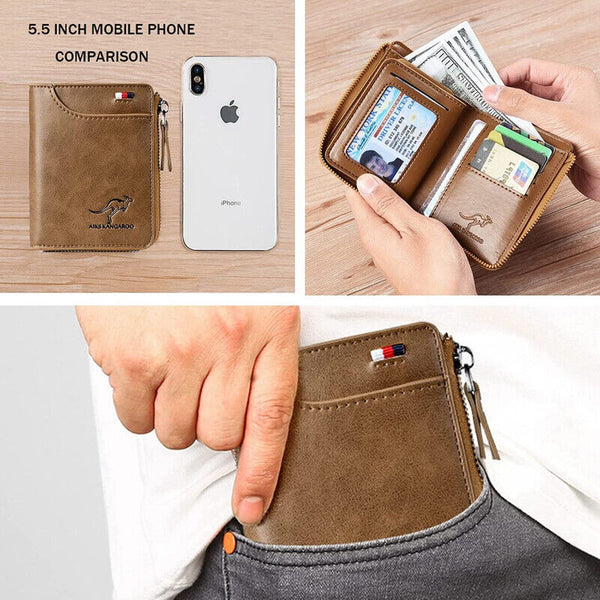 Men's RFID Blocking Leather Short Wallet Credit ID Card Cash Holder Purse AU