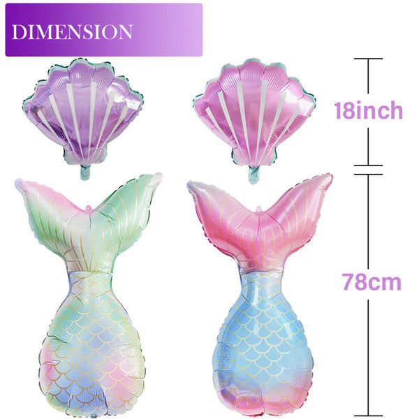 22/44X Mermaid Tail Balloons Set Party Supplies Kids Girls Birthday Decoration