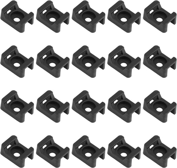 200x Cable Zip Ties and Base Mount Kit Screw Fixing Wire Holder Organizer Black