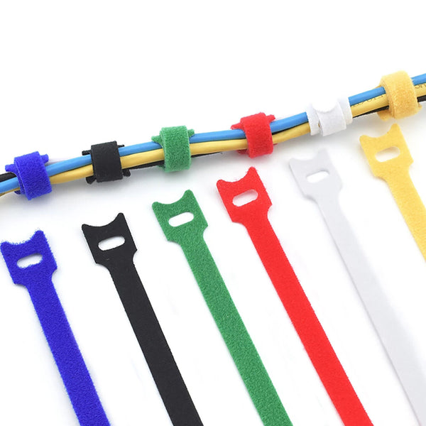 120X Mix Hook and Loop Cable Ties Reusable Magic Cords Organiser Strap Tidy Grip