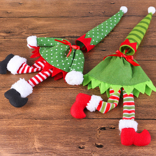 4X Christmas Bottle Covers Gift Holder Bags Dot Decoration Bag Red Wine Clothes