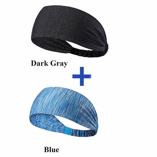 2x Headband Men Women Sweatband Head Band Hair Gym Yoga Stretch Sport Sweat Band