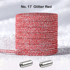 No Tie Glitter Red Locked Elastic Shoelace Shoe Lace Lazy Laces Sneakers Sports Kids Adults