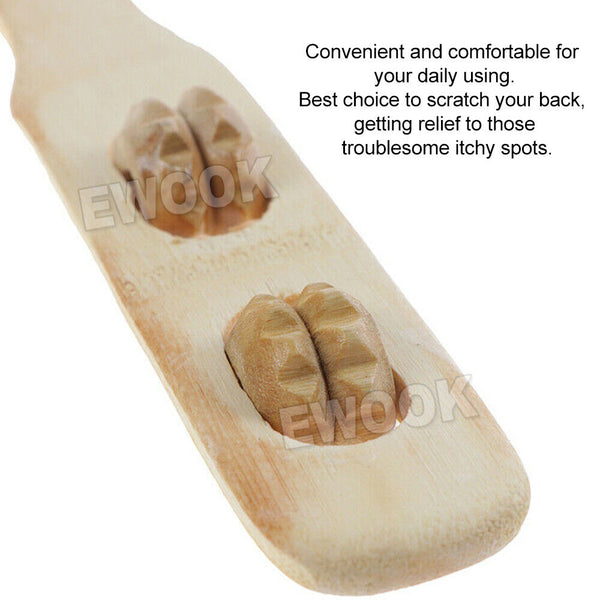 2x Long Reach Wooden Bamboo Scratch Back Scratcher Body Massage Itchy Relieve 4C - Lets Party