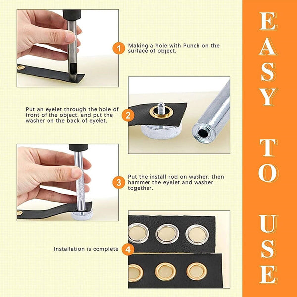 100Set 10mm Eyelet Die Punch Grommets Eyelet Tool Kit for Clothing Leather Craft