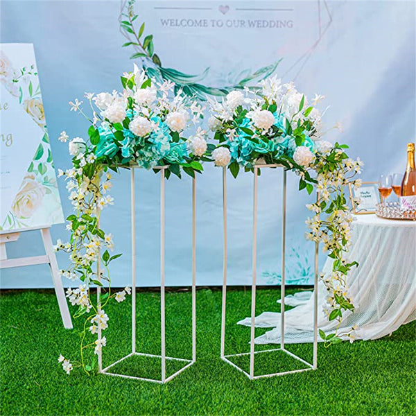 4PCSFlower Racks White Iron Plinth Wedding Decorations Geometric Box Party Stand