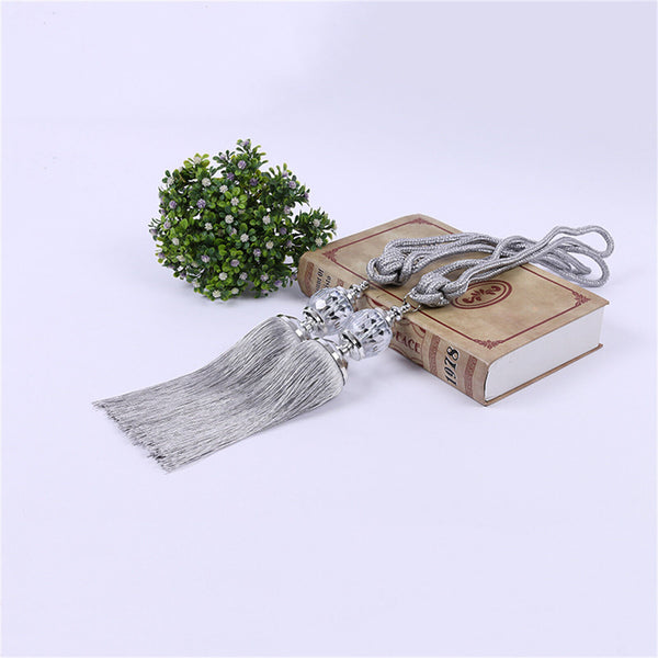 Pair Of Curtain Holdbacks Rope Tie Backs Tassel Tiebacks Crystal Pearl Ball Home