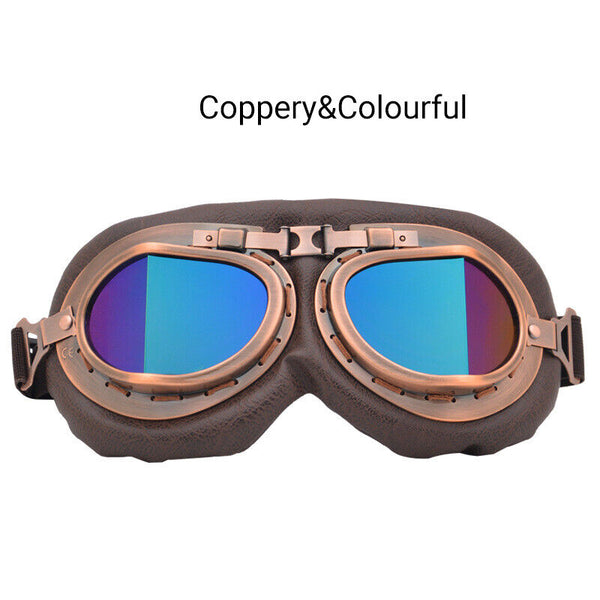 Vintage Pilot Motorcycle Racing Goggles Aviator Retro ATV UTV Dirt Bike Eyewear
