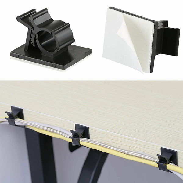 Adhesive Cord Management Cable Clip Black Wire Holder Organizer Clamp