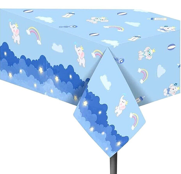 Blue Elephant Table Cover Party Supplies Tablecloth Baby Shower Decoration