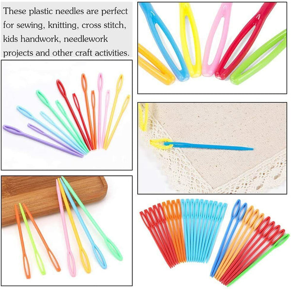 Mix Colour 20pcs Plastic Darning Threading Weaving Sewing Needles Great for Kids