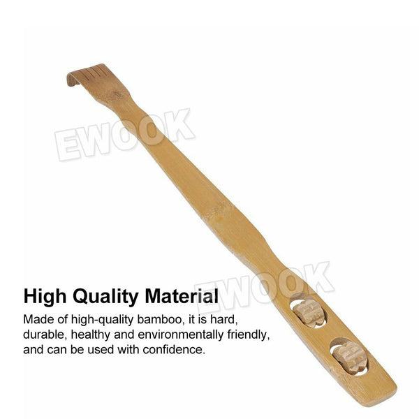2x Long Reach Wooden Bamboo Scratch Back Scratcher Body Massage Itchy Relieve 4C - Lets Party