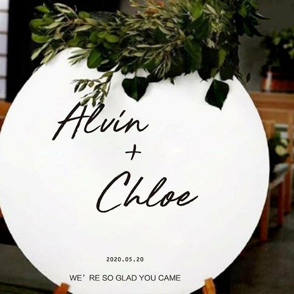 80cmRound Acrylic Board Wedding Welcome Sign Circle Baby Shower Engagement Party