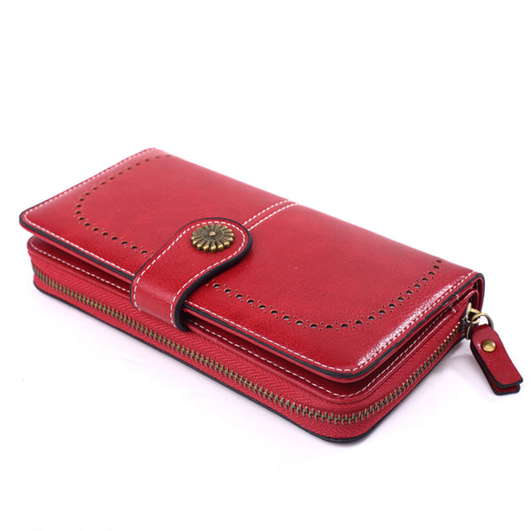 2PCS PU Leather Wallet- Zipper Lady Long Card Holder Coin Phone Bag Case Purse