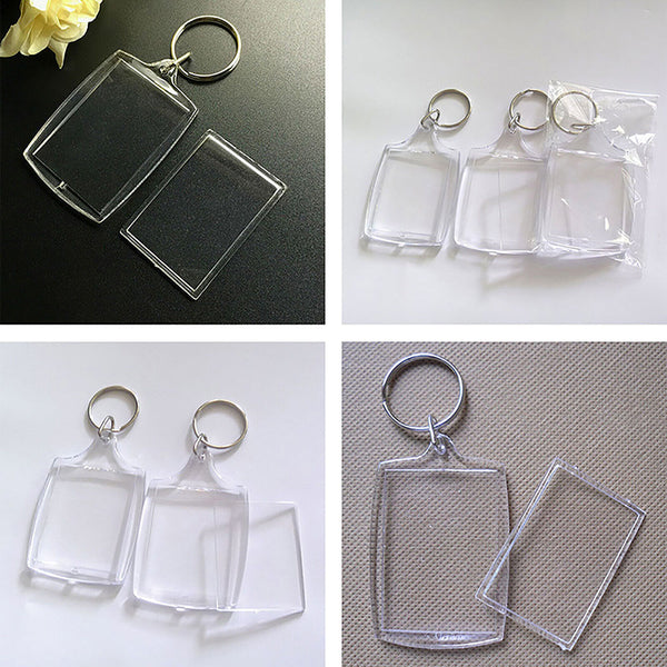 10PCS Keyring Clear Acrylic Photo Key Chain Picture Frame Blanks DIY Rings Gifts
