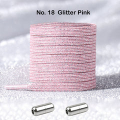 No Tie Glitter Pink Locked Elastic Shoelace Shoe Lace Lazy Laces Sneakers Sports Kids Adults