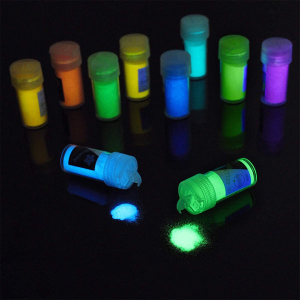12Pcs Glow In the Dark Powder Colorant Dye Luminous Resin Paint Pigment Kit AUS