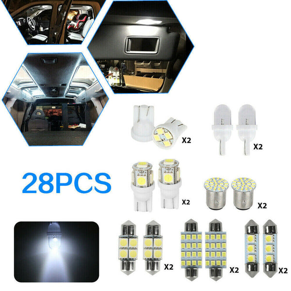 28pcs Car Interior LED Light Bulbs Kit For Dome License Plate Lamp Accessories - Lets Party