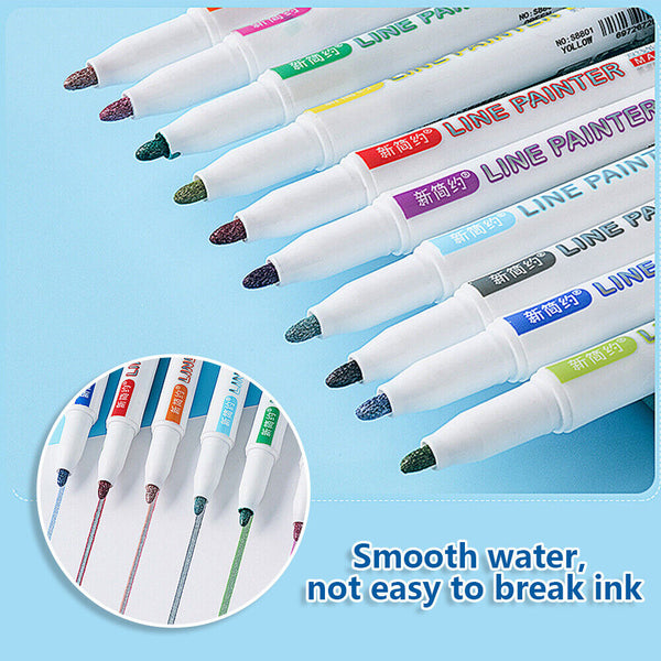 12 Color Drawing Double Line Outline Pen Highlighter Marker Pens Doodle Dazzle