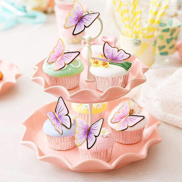 30pcs Butterfly Paper Topper Cake Happy Birthday Theme Festival Decoration DIY A