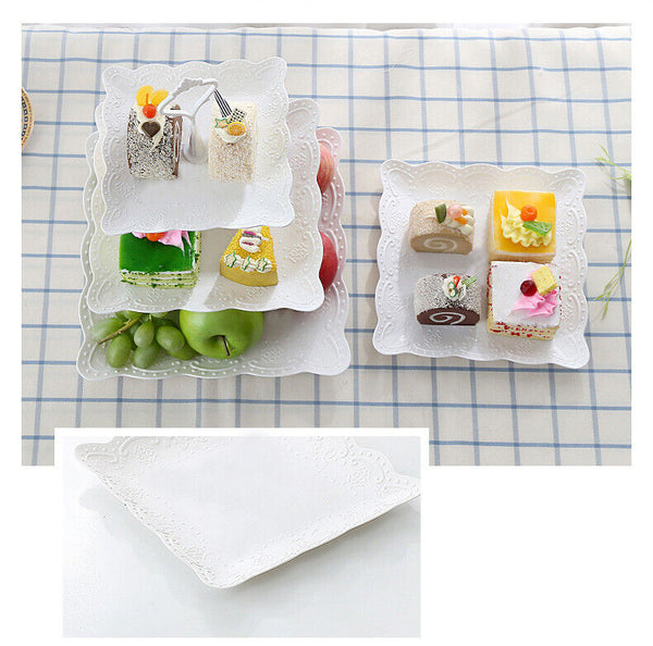 New 3 Tier Acrylic White Square Cupcake Cake Stand Birthday Wedding Party AU