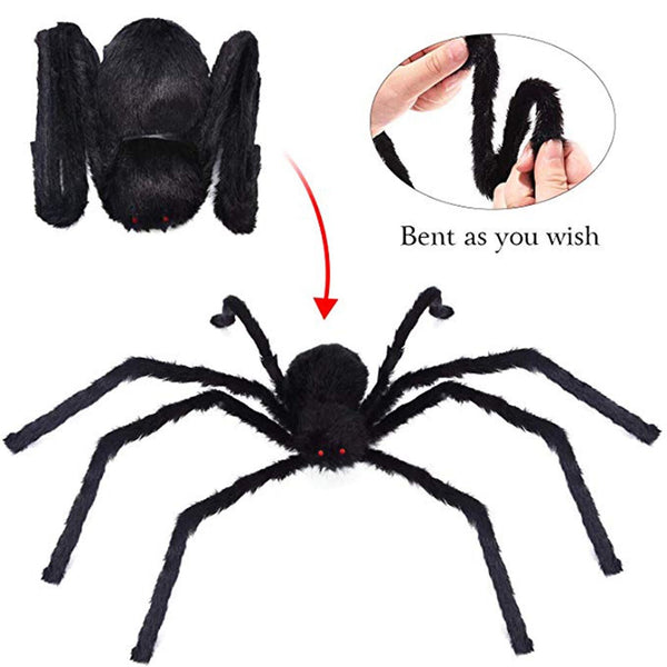 4Pcs Black Giant Spider Halloween Decoration Haunted House Prop Indoor Outdoor A - Lets Party
