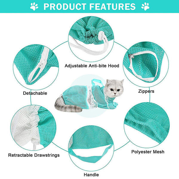 Cat Supplies Washing Bags for Pet Bathing Nail Trimm Mesh Cat Grooming Bath Bag
