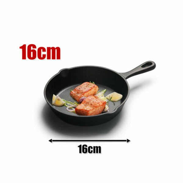 3PCS Cast Iron Skillet Fry Pan Pre Seasoned Oven Safe Cooktop &BBQ 16/20/25CM AU