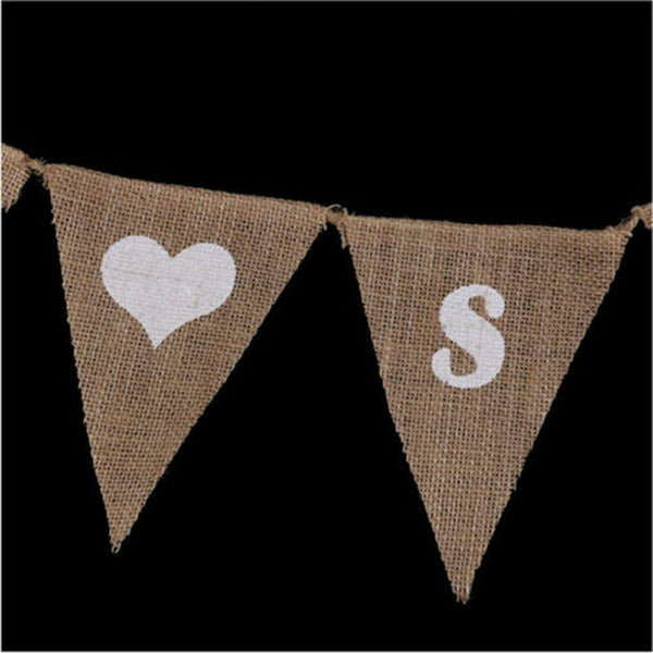 2sets Baby Shower Bunting Flag Banner Hessian Burlap Rustic Party Hanging 2.8M