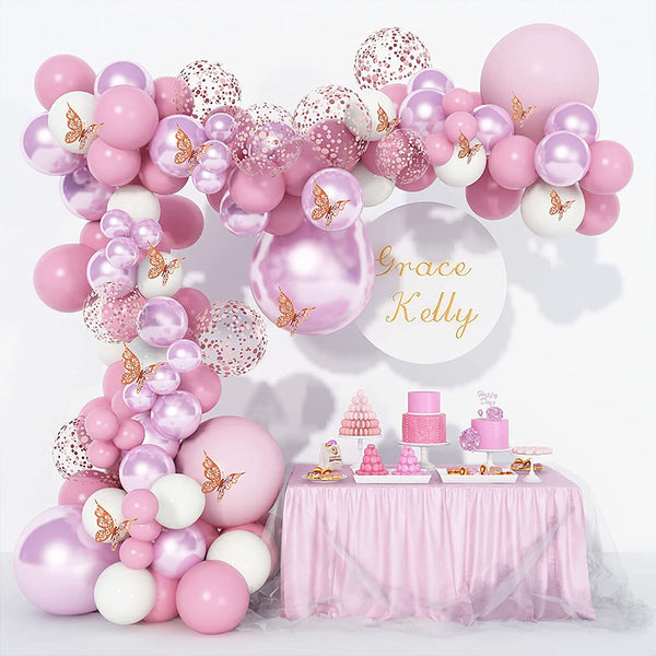 Pink Confetti Balloon Garland Arch Kit Butterfly Birthday Wedding Party Decor AU