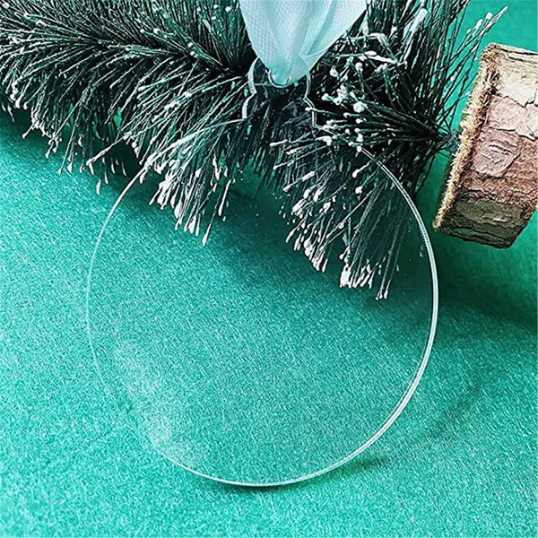 20 Pcs Clear Blank Acrylic Christmas Bauble DIY Xmas Decoration 75mm Flat Decor