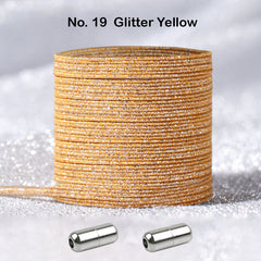 No Tie Glitter Yellow Locked Elastic Shoelace Shoe Lace Lazy Laces Sneakers Sports Kids Adults