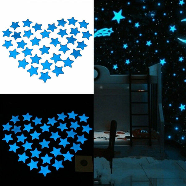 100-200Pcs Home Wall Glow In The Dark Stars Stickers Baby KIDS Decal Luminous AU - Lets Party