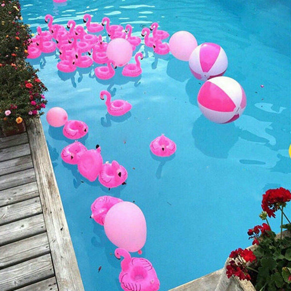 Mini Inflatable Floating Flamingo Cup Drink Can Holder Swimming Bath Pool Party - Lets Party