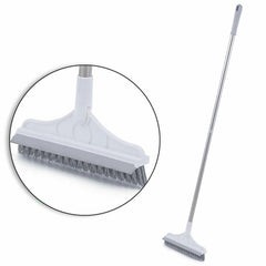 White 2 in 1 Floor Brush Scrub Brush Bathroom Wiper 120° Rotating Head Cleaning Tools