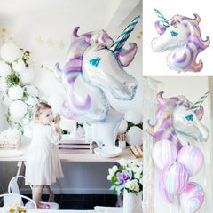 117cm Huge Purple Unicorn Foil Balloon Fantasy Horse Girls Birthday Party Décor